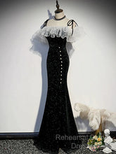 Black Off Shoulder Mermaid Long Formal Dress, Black Wedding Party Dress